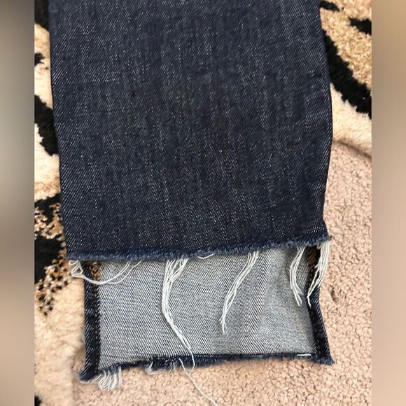 FRAME Denim 9 Le High Straight Reverse Step Hem Jeans 26 Raw Edge Ankle Crop - Picture 13 of 14